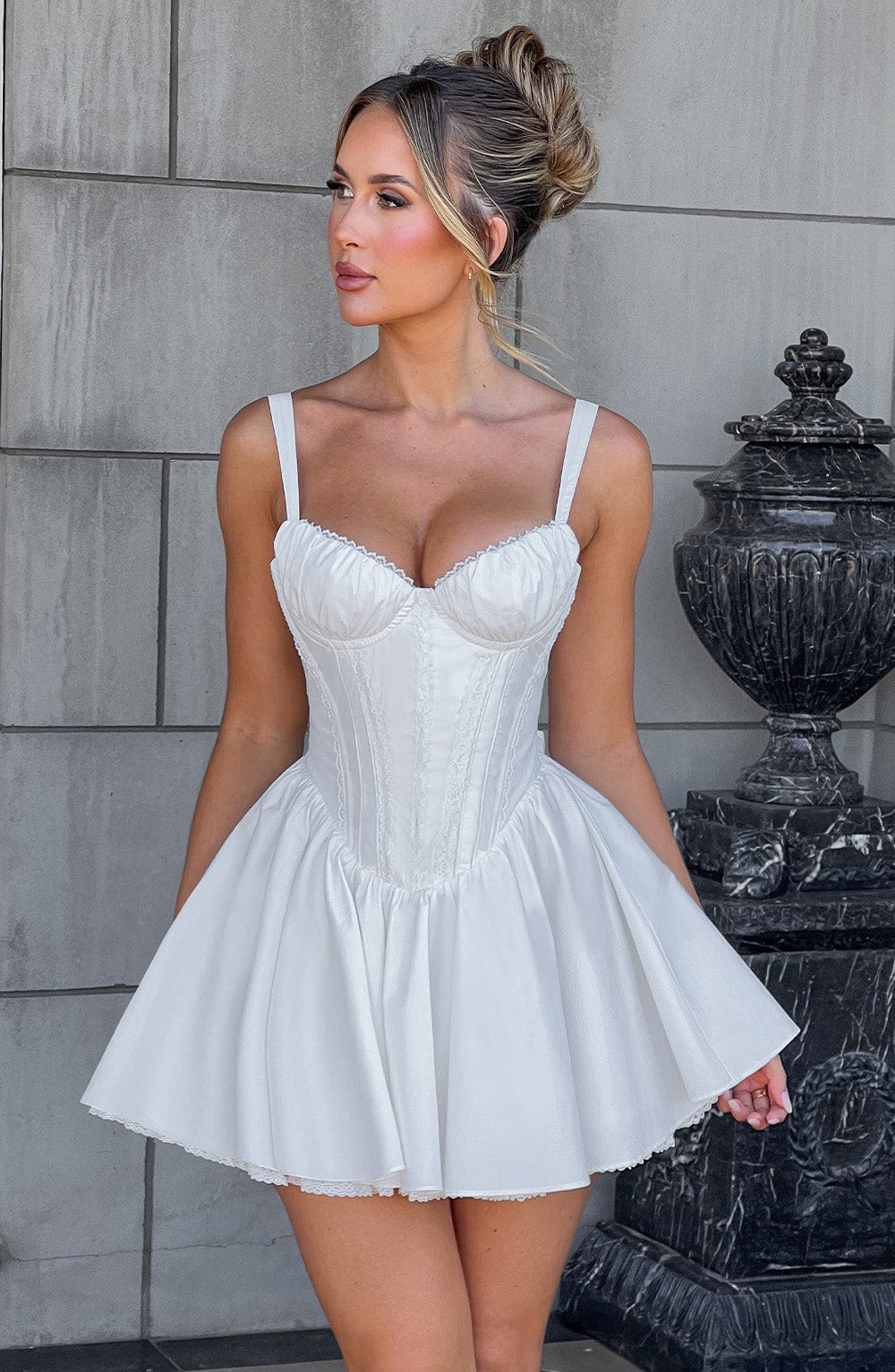 Flourenne Josette Mini Dress in White