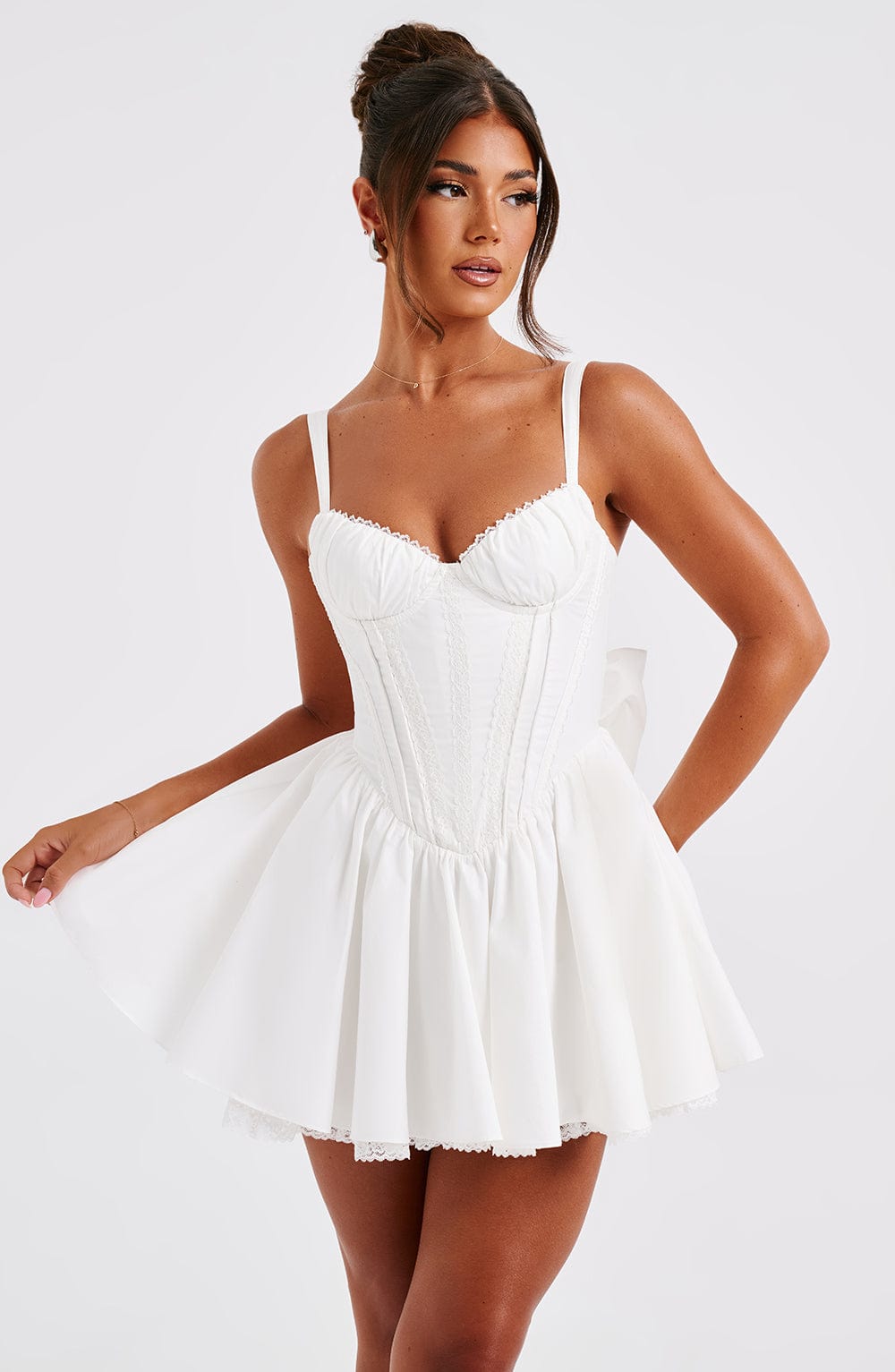 Flourenne Josette Mini Dress in White