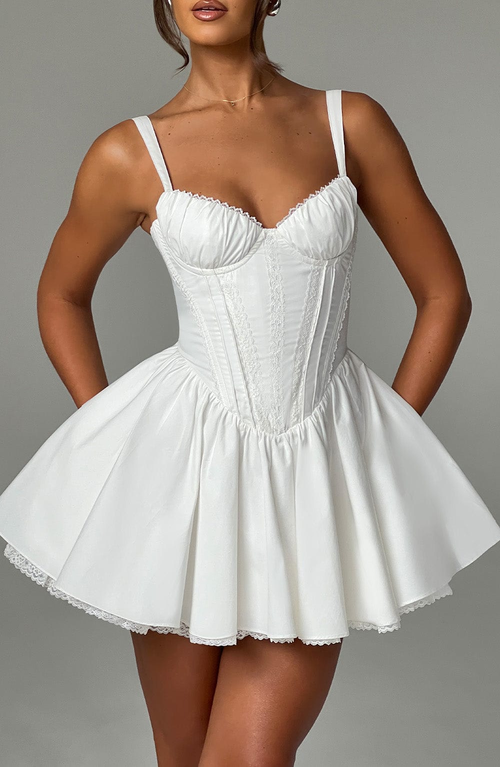 Flourenne Josette Mini Dress in White