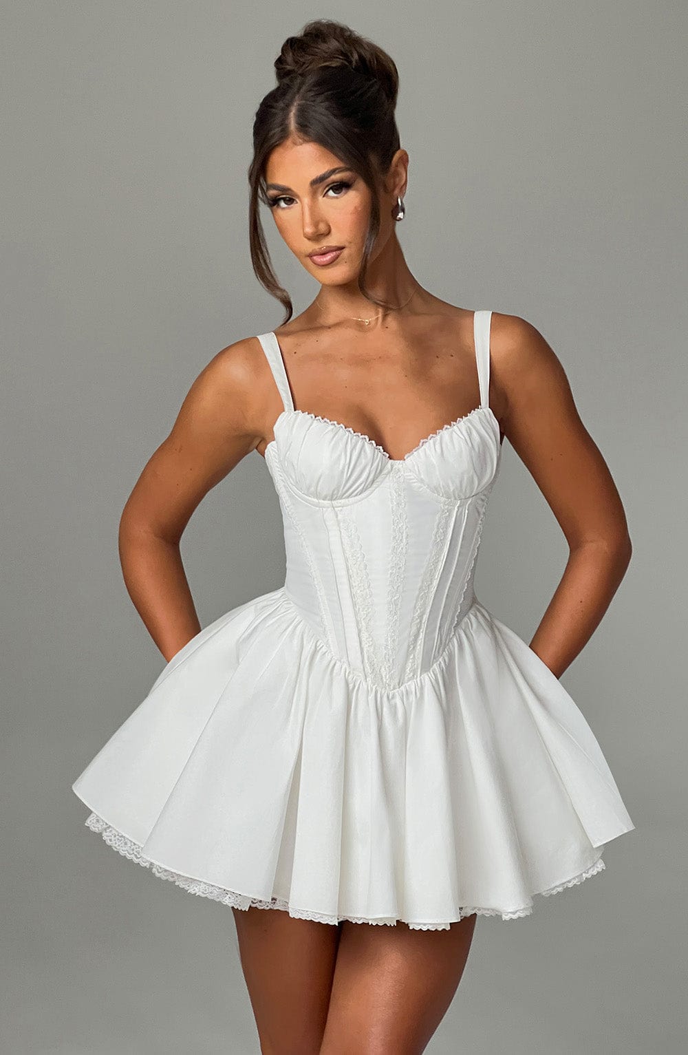 Flourenne Josette Mini Dress in White