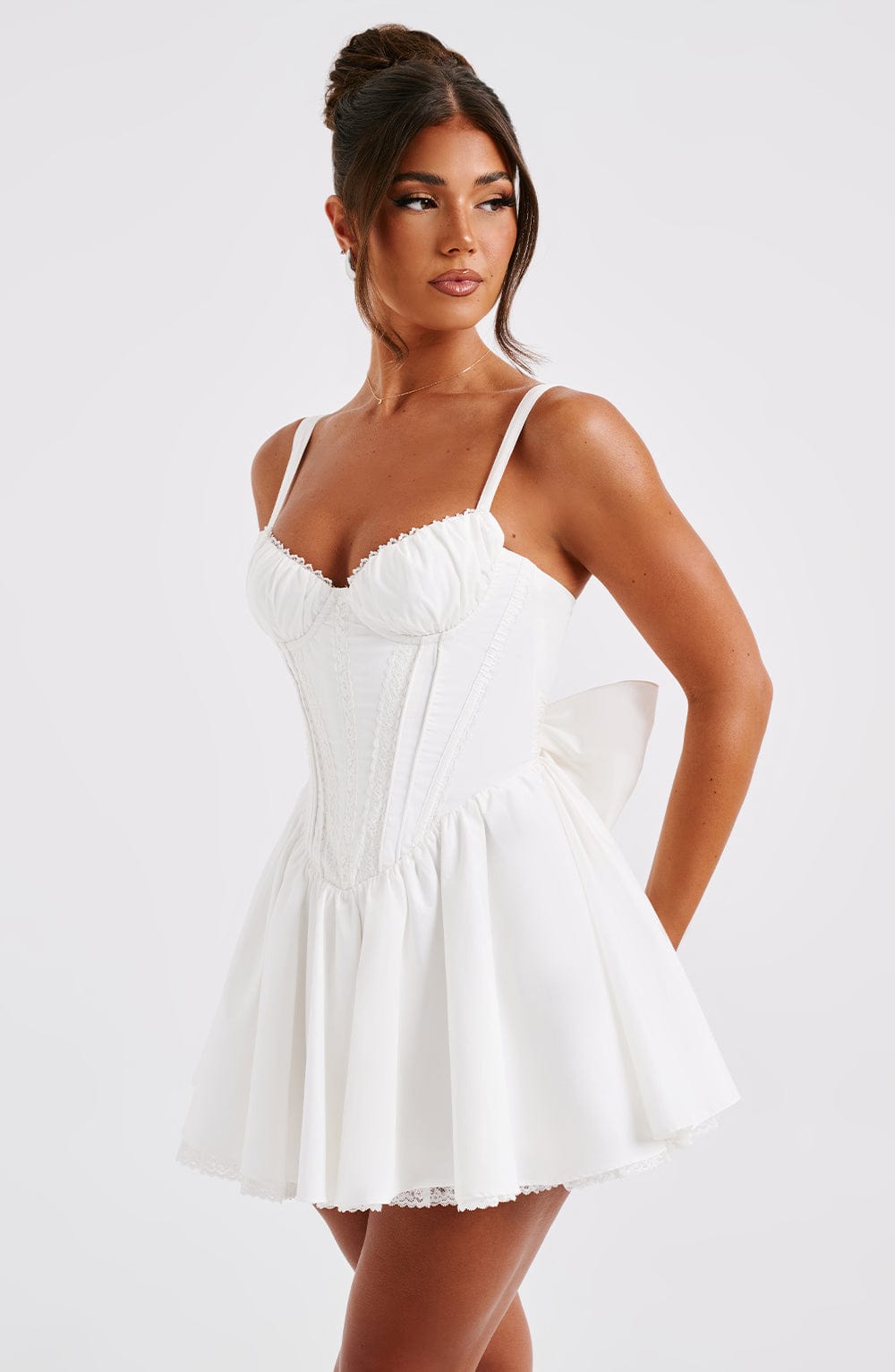 Flourenne Josette Mini Dress in White