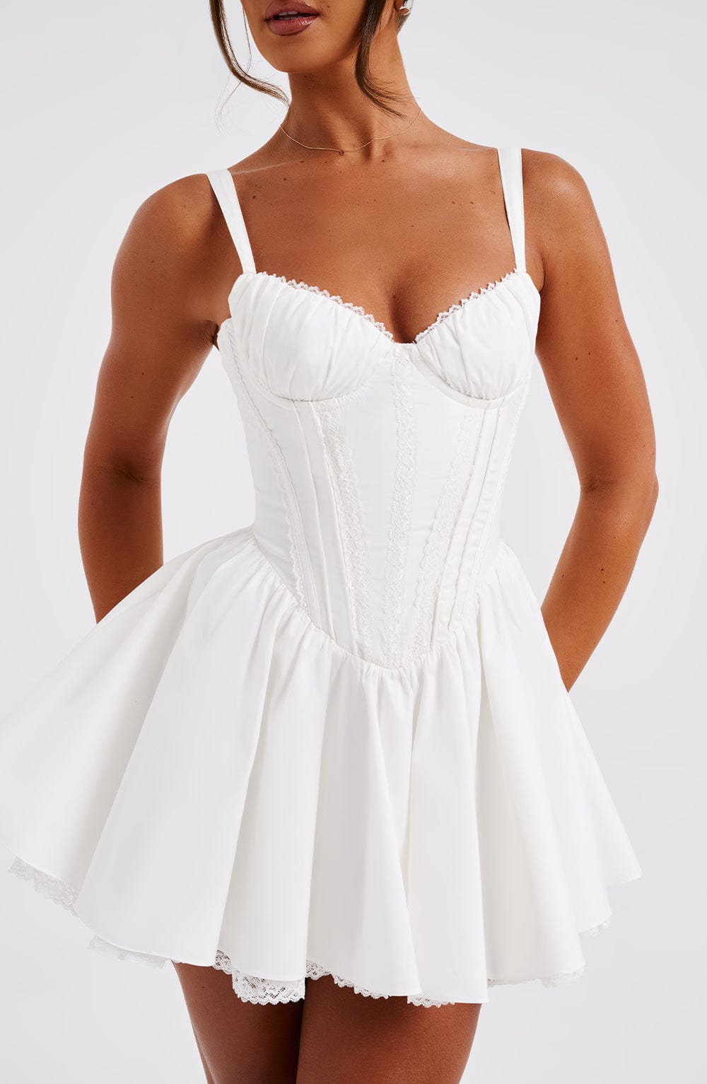 Flourenne Josette Mini Dress in White