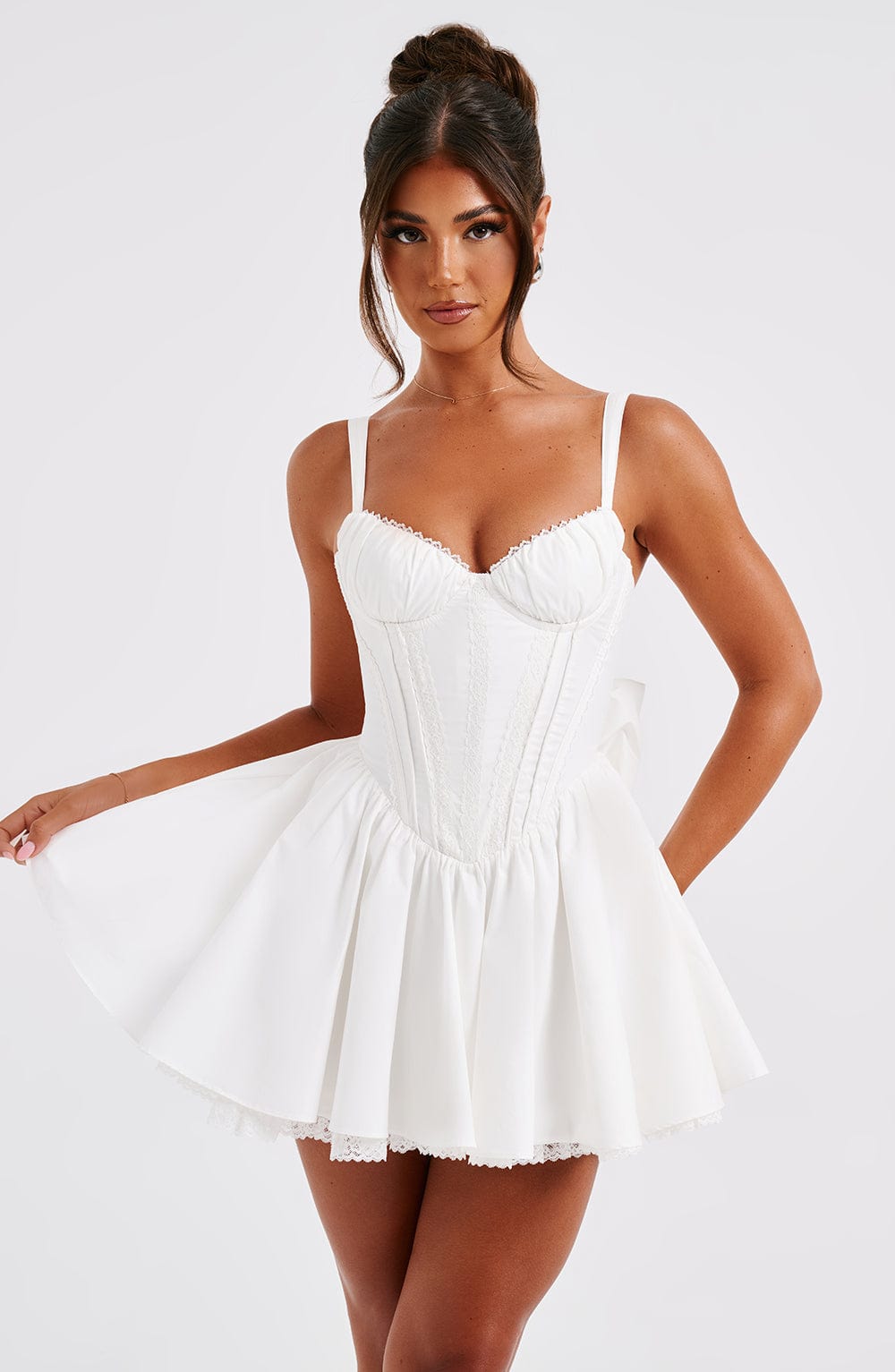 Flourenne Josette Mini Dress in White