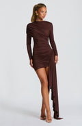 Flourenne Jovina Mini Dress in Plum Brown