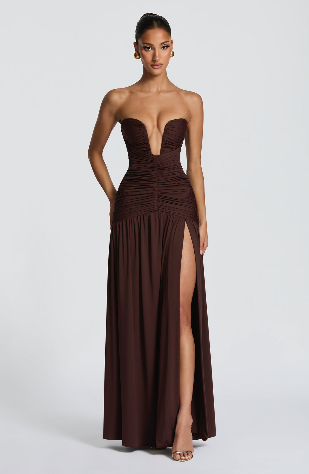 Flourenne Junelle Maxi Dress in Plum Brown