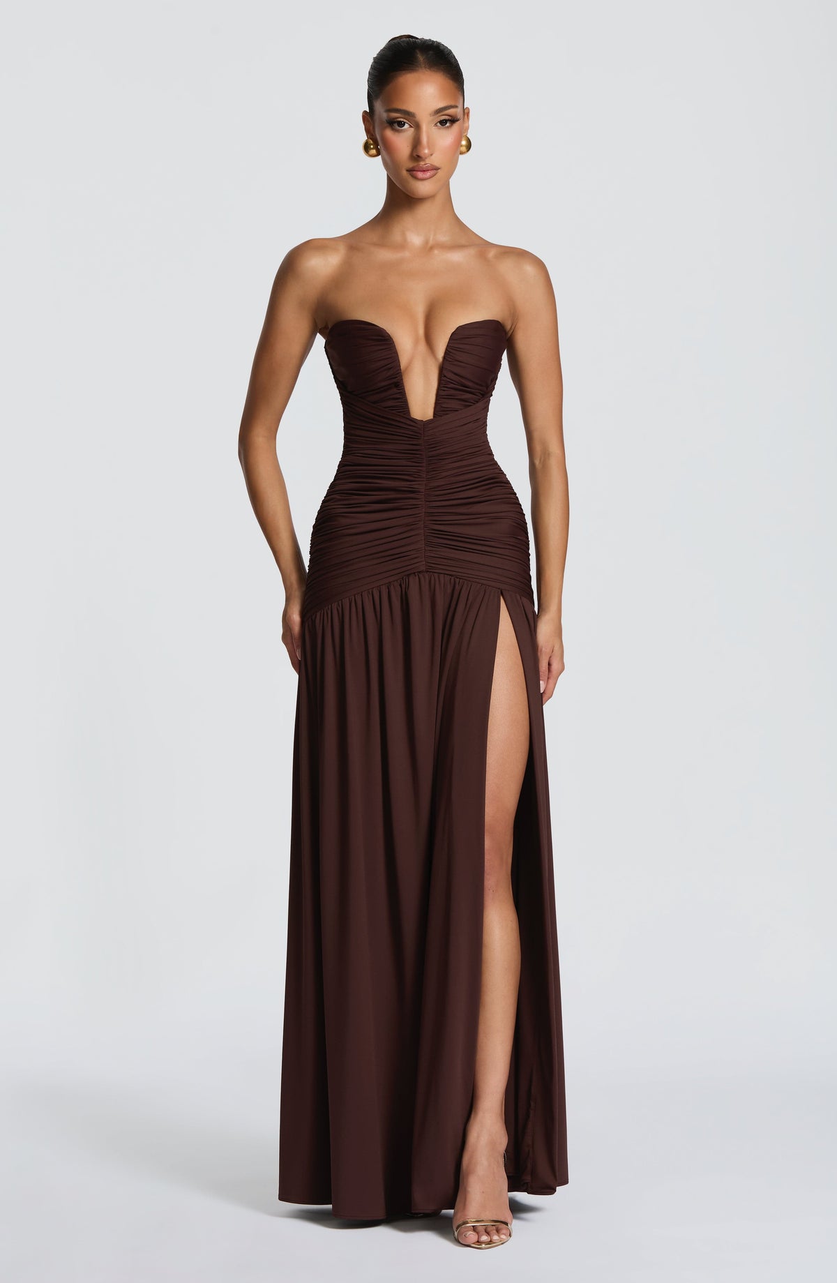 Flourenne Junelle Maxi Dress in Plum Brown