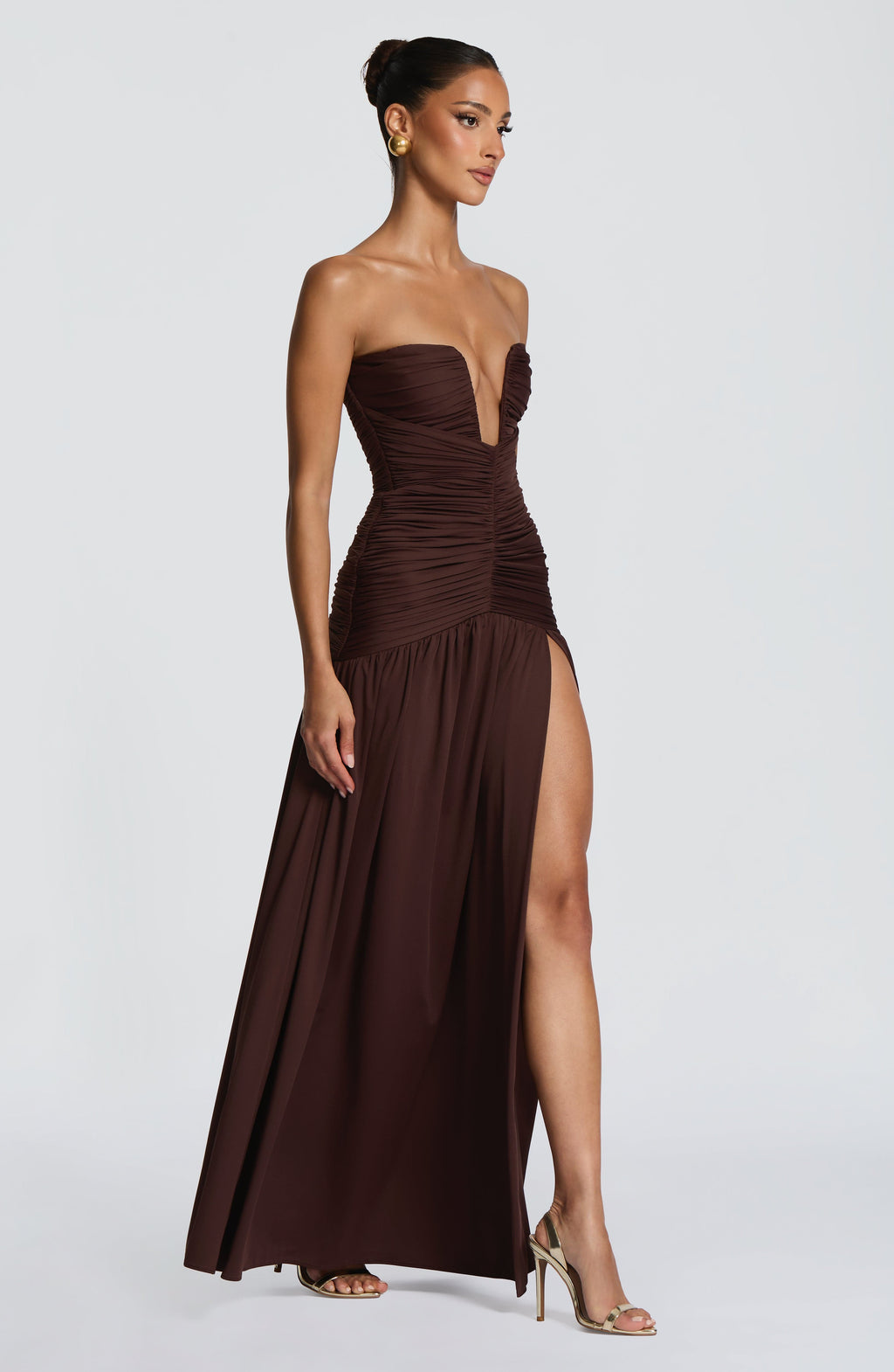 Flourenne Junelle Maxi Dress in Plum Brown