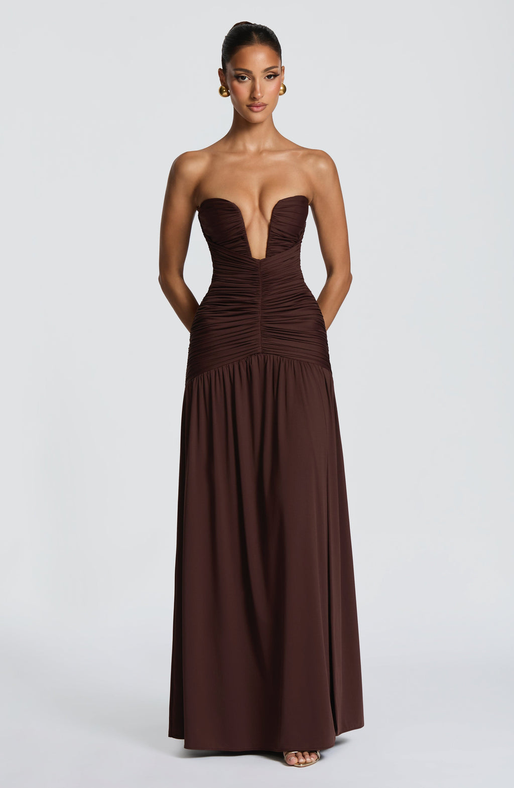 Flourenne Junelle Maxi Dress in Plum Brown