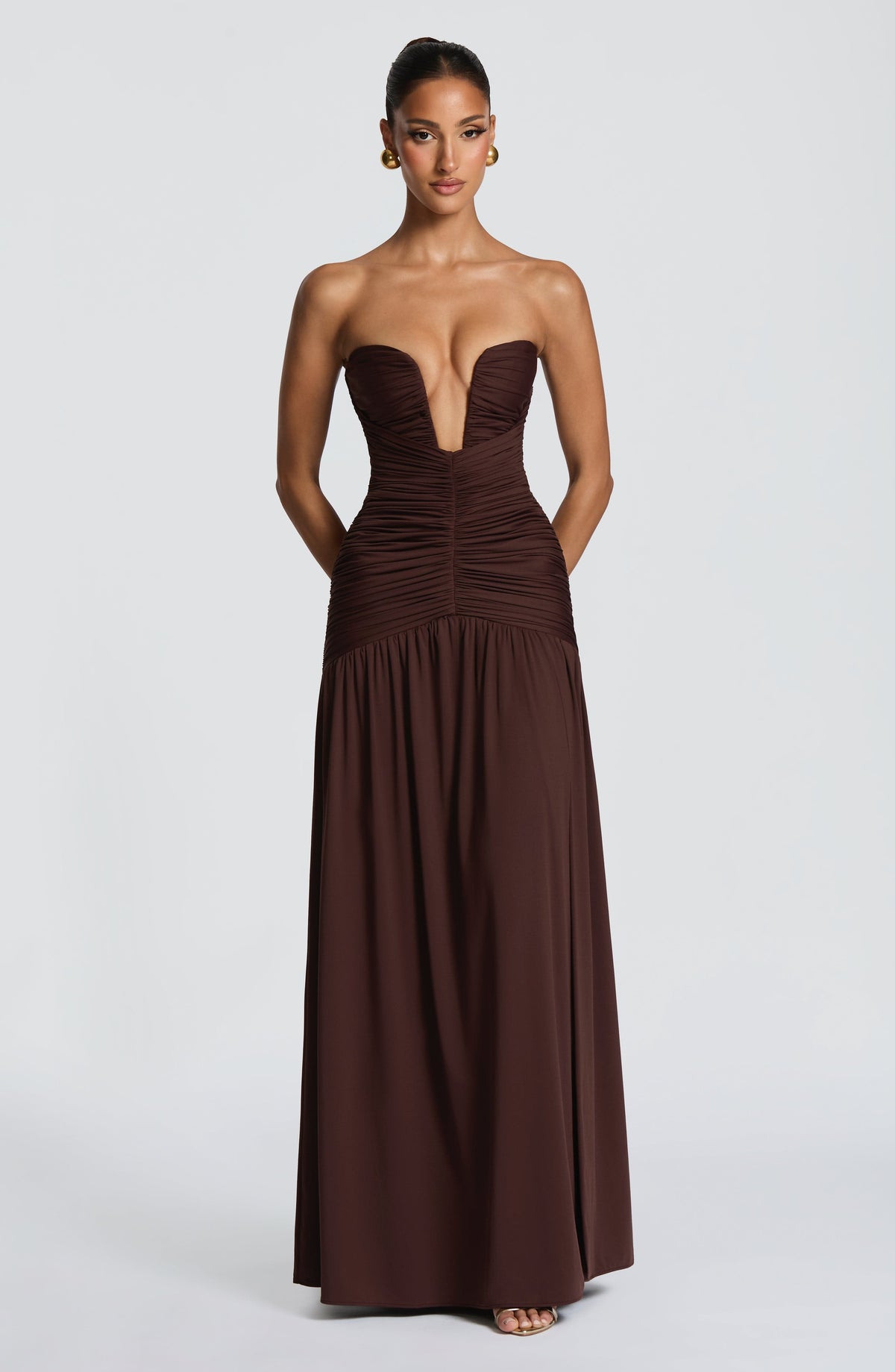Flourenne Junelle Maxi Dress in Plum Brown