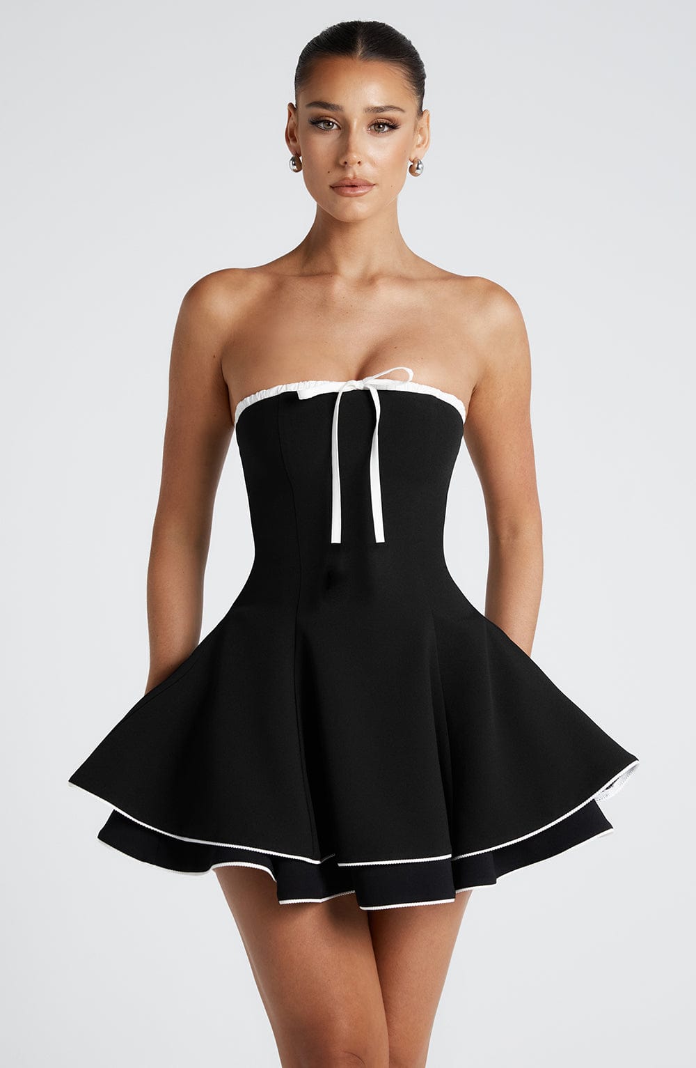 Flourenne Junora Mini Dress in Black/White
