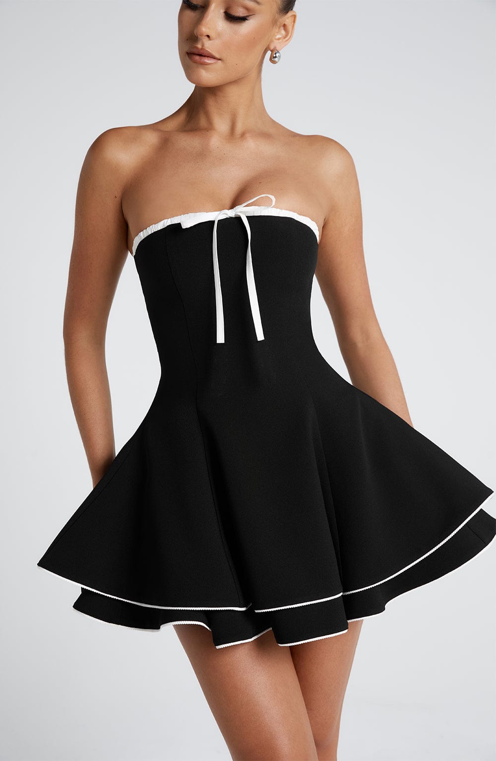 Flourenne Junora Mini Dress in Black/White