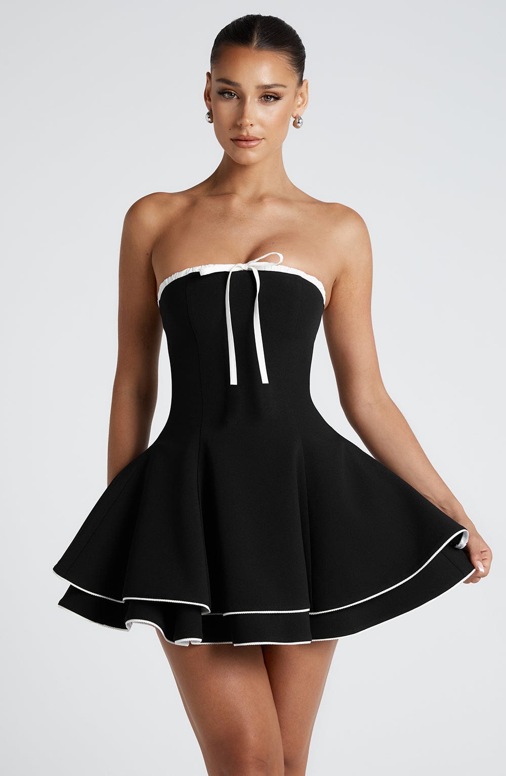 Flourenne Junora Mini Dress in Black/White