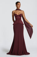 Flourenne Kaiana Maxi Skirt in Cherry Lacquer