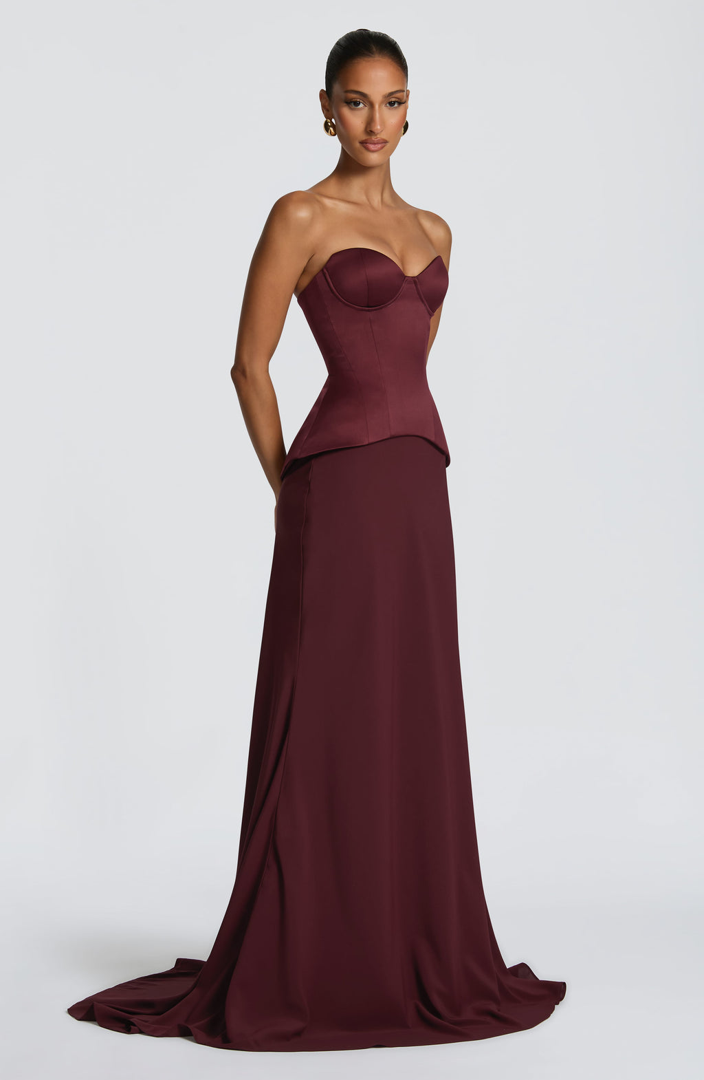 Flourenne Kaiana Maxi Skirt in Cherry Lacquer