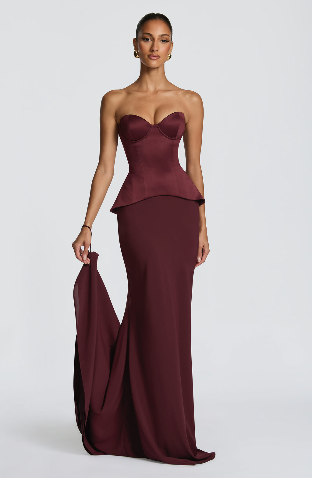Flourenne Kaiana Maxi Skirt in Cherry Lacquer