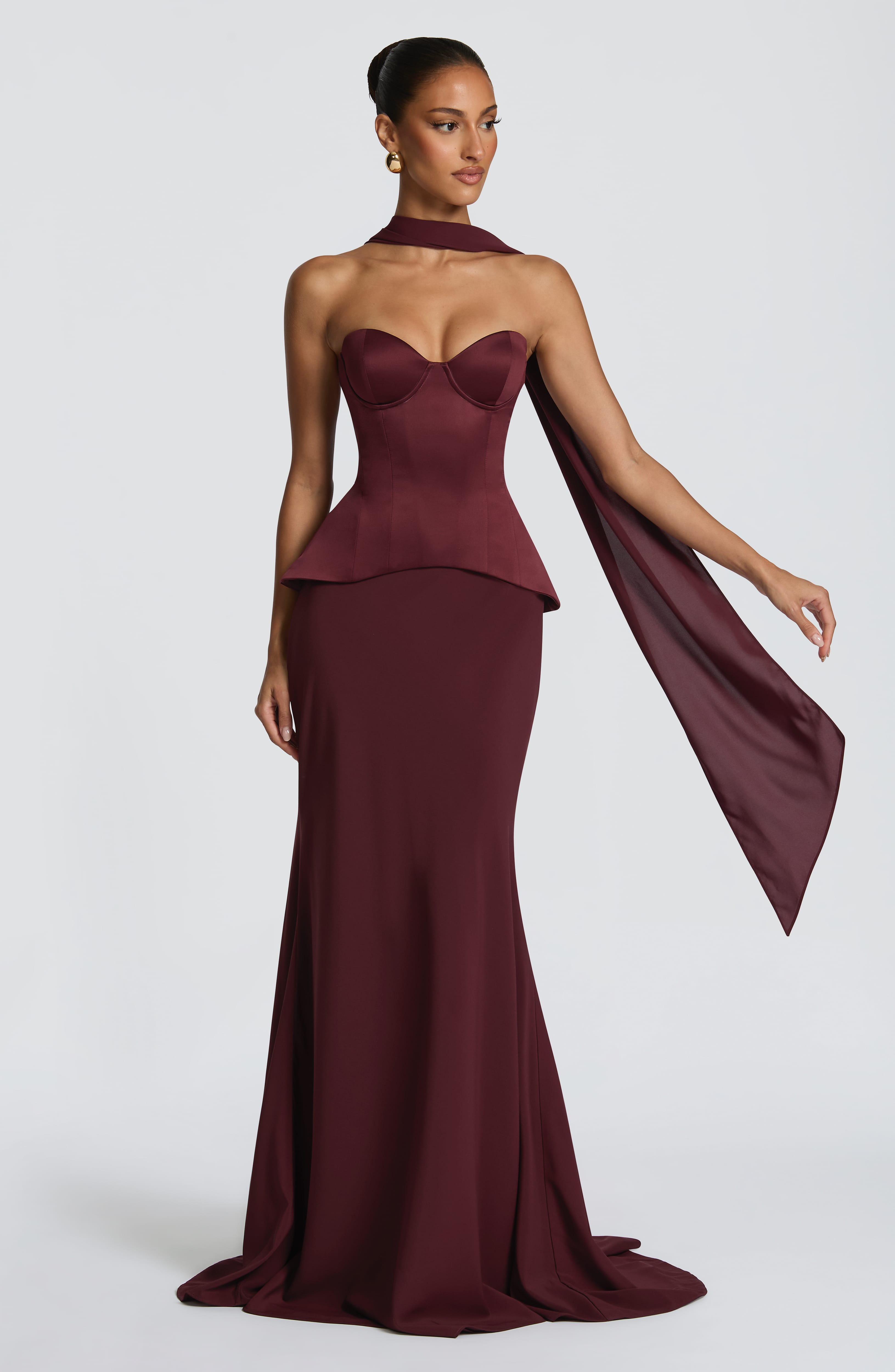Flourenne Kaiana Maxi Skirt in Cherry Lacquer