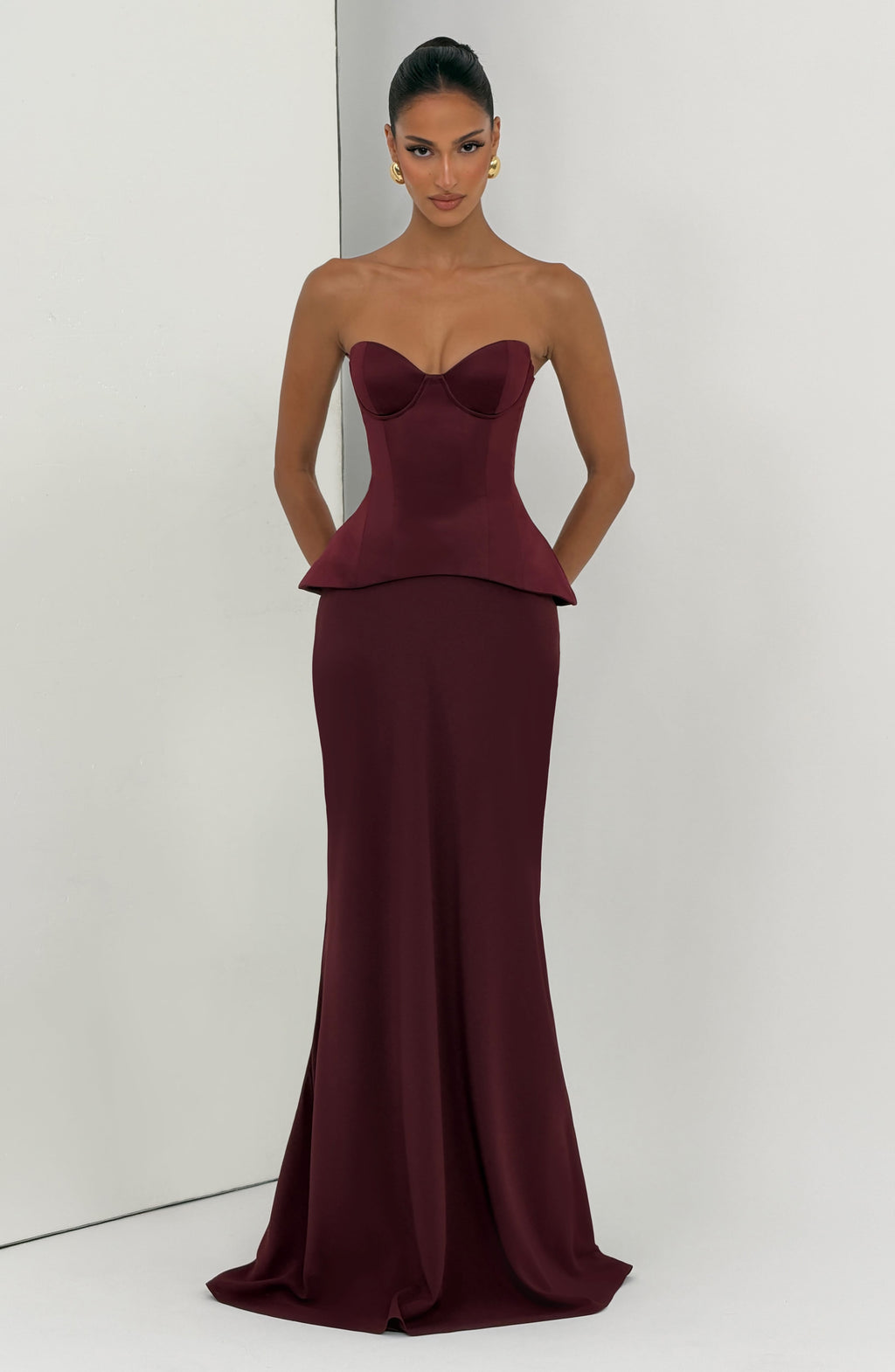 Flourenne Kaiana Maxi Skirt in Cherry Lacquer