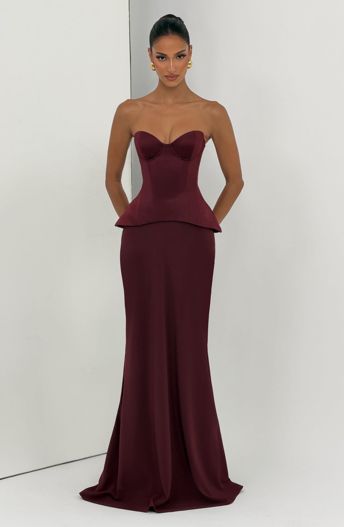 Flourenne Kaiana Maxi Skirt in Cherry Lacquer