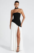 Flourenne Maliyana Maxi Dress in Black/White