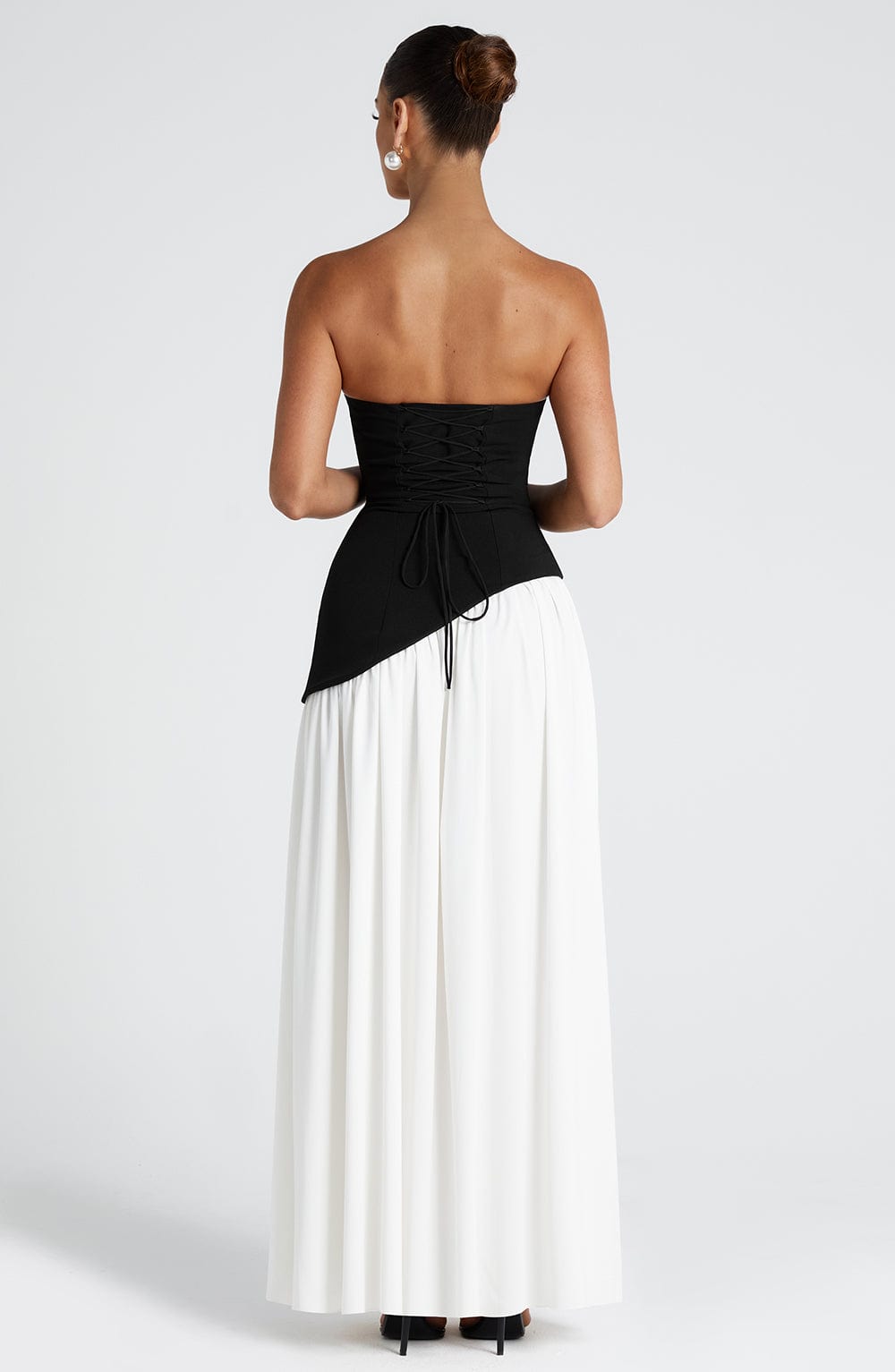 Flourenne Maliyana Maxi Dress in Black/White