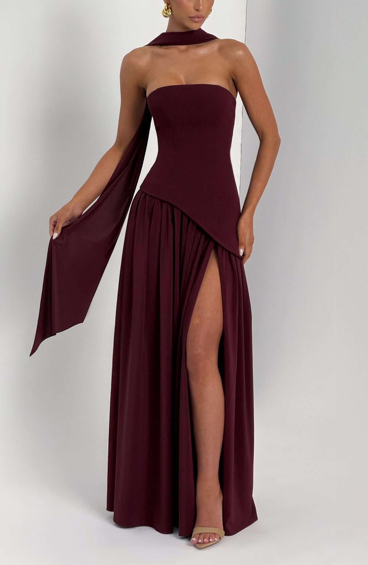 Flourenne Maliyana Maxi Dress in Cherry Lacquer