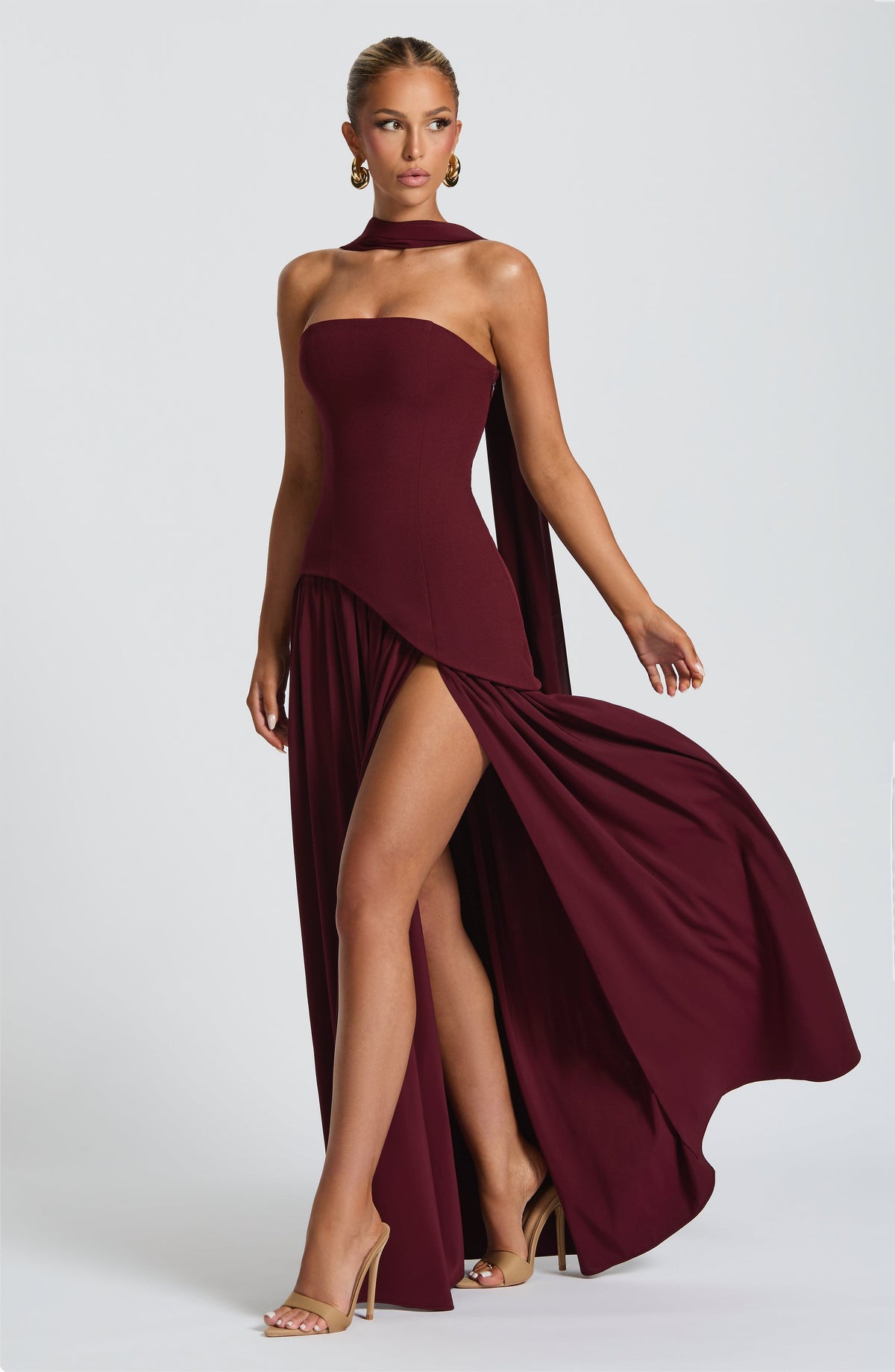 Flourenne Maliyana Maxi Dress in Cherry Lacquer