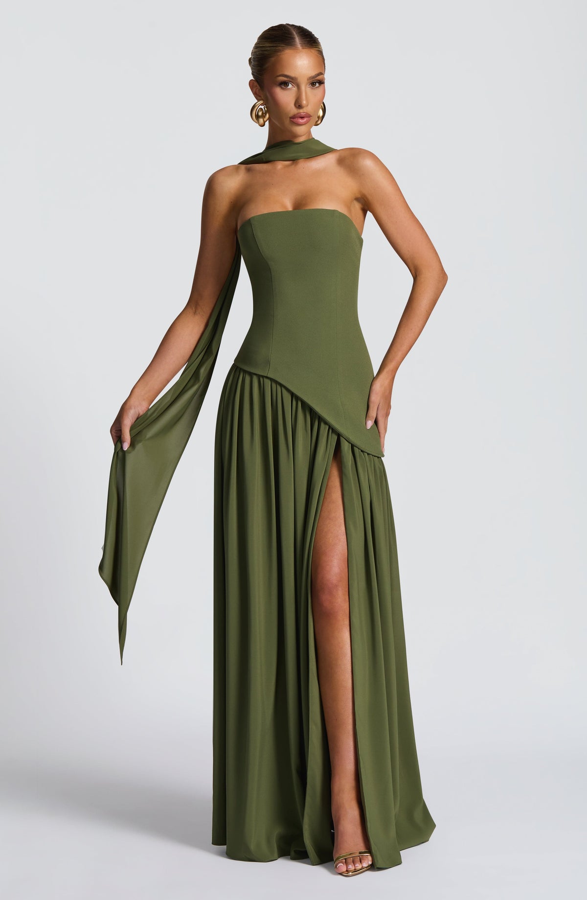 Flourenne Maliyana Maxi Dress in Khaki