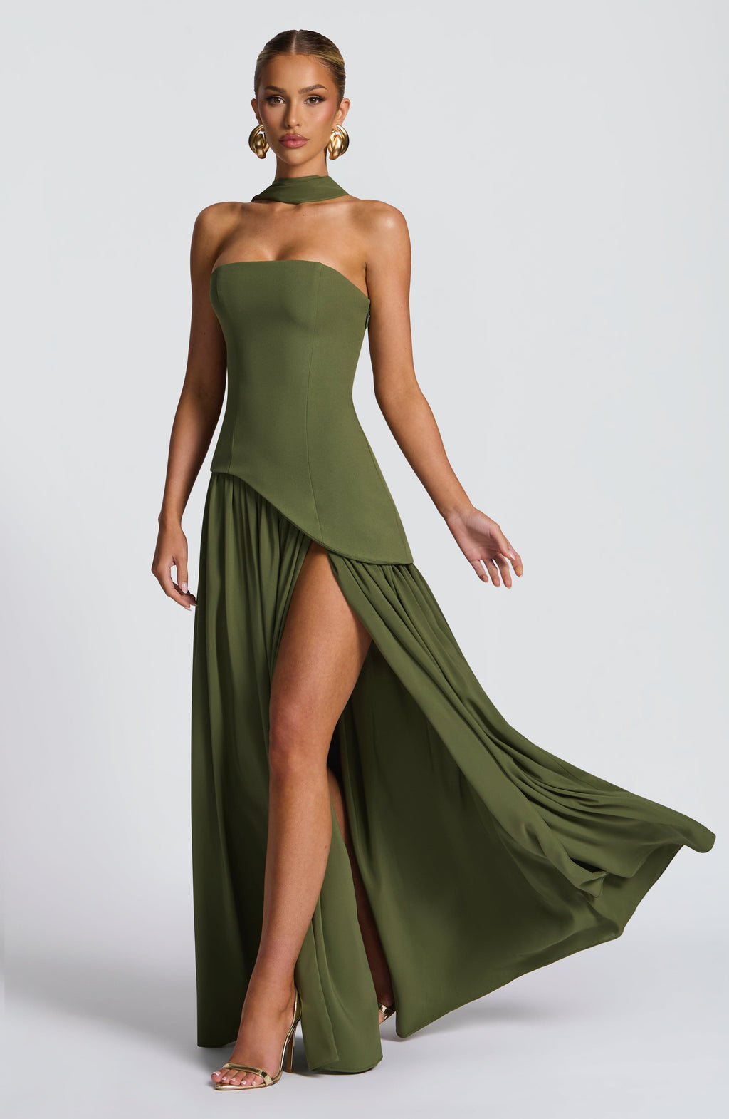 Flourenne Maliyana Maxi Dress in Khaki