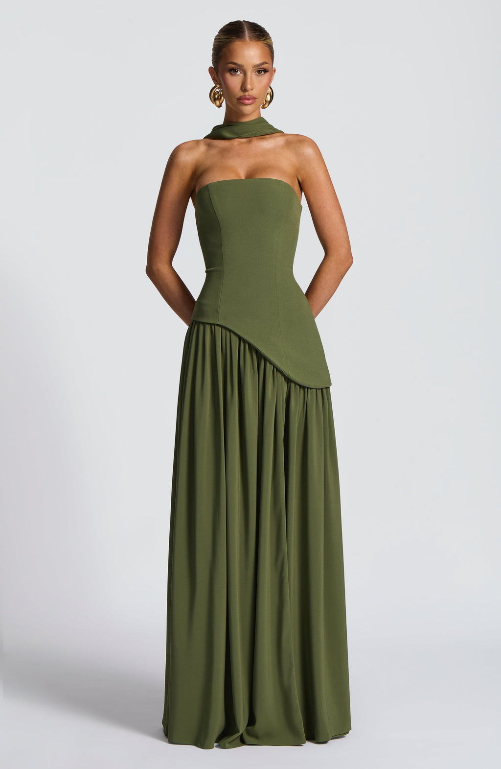 Flourenne Maliyana Maxi Dress in Khaki