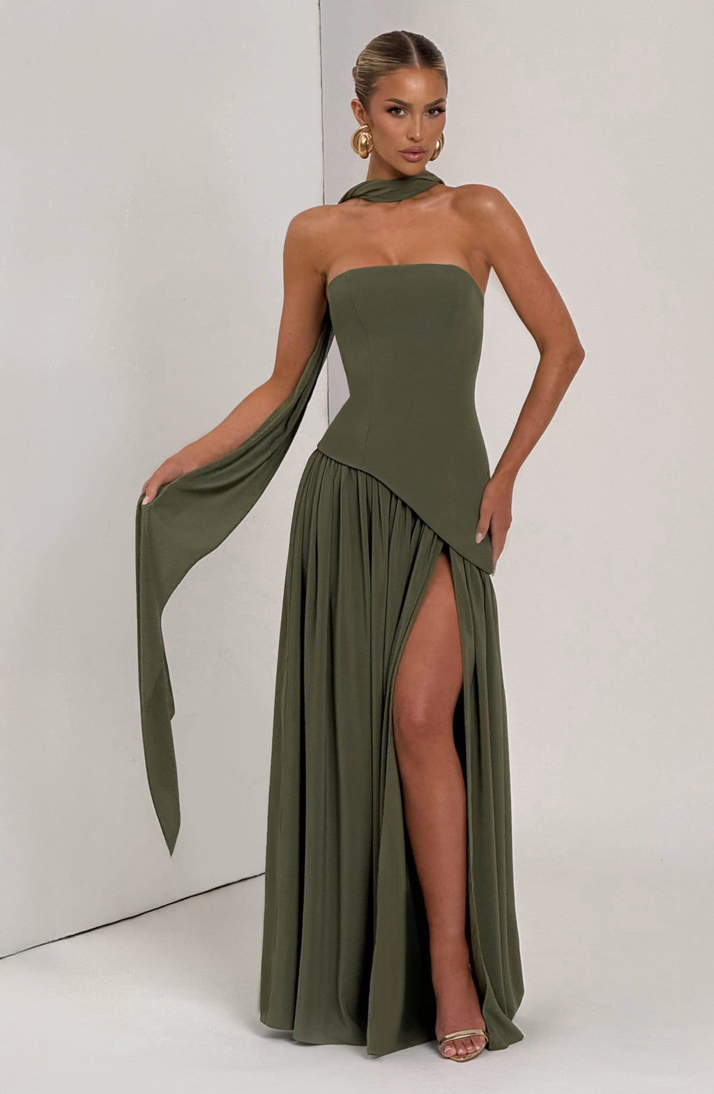 Flourenne Maliyana Maxi Dress in Khaki