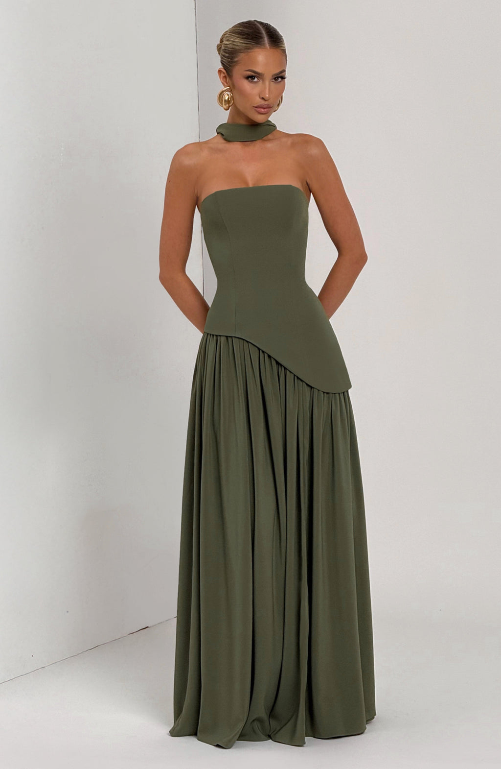 Flourenne Maliyana Maxi Dress in Khaki