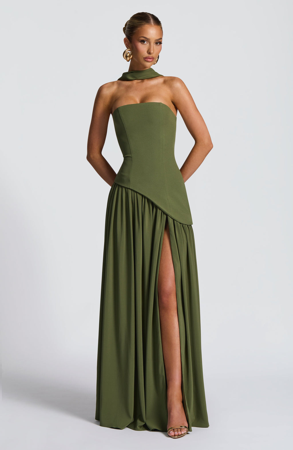 Flourenne Maliyana Maxi Dress in Khaki