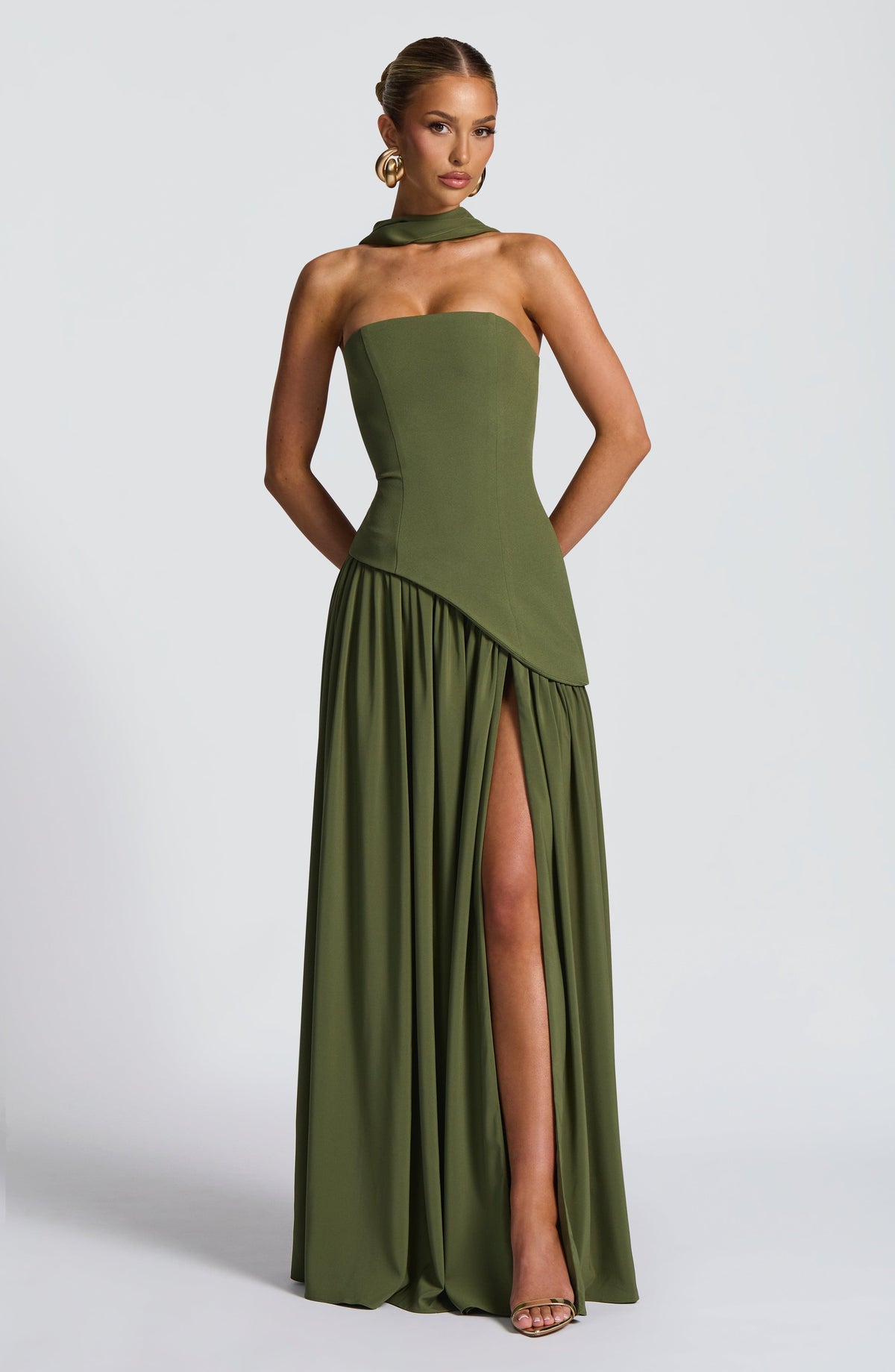 Flourenne Maliyana Maxi Dress in Khaki