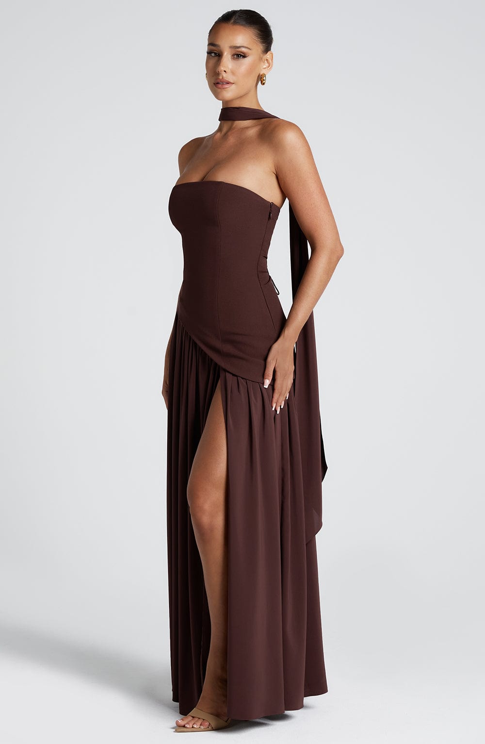 Flourenne Maliyana Maxi Dress in Plum Brown