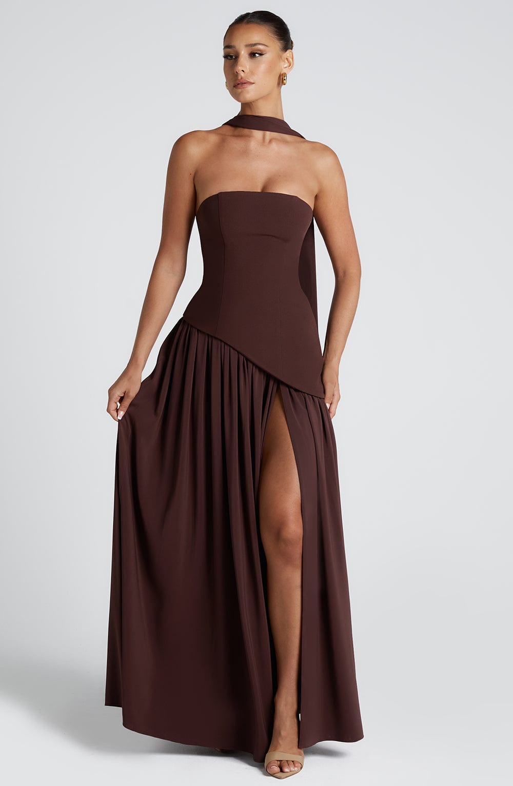 Flourenne Maliyana Maxi Dress in Plum Brown