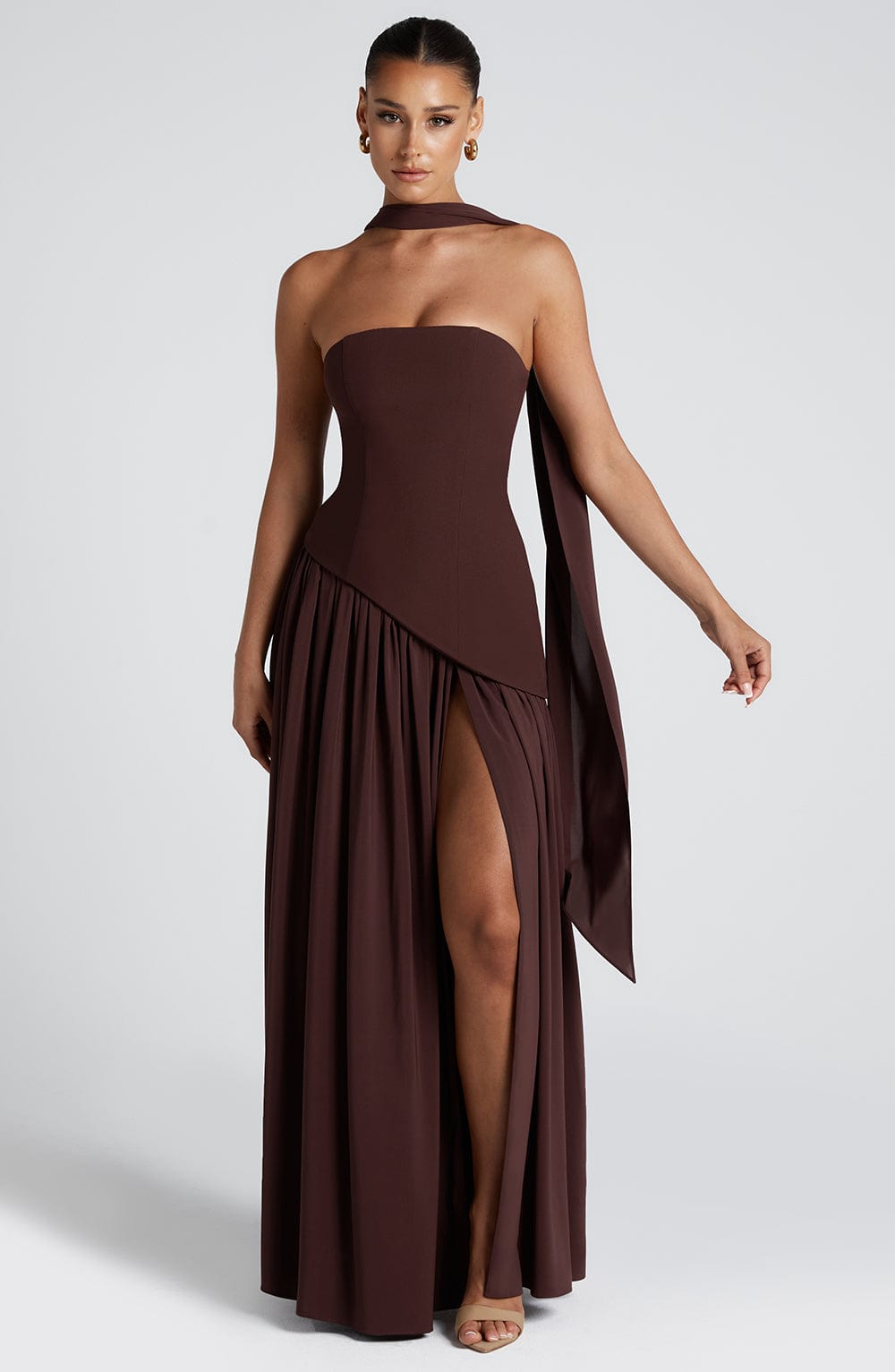 Flourenne Maliyana Maxi Dress in Plum Brown