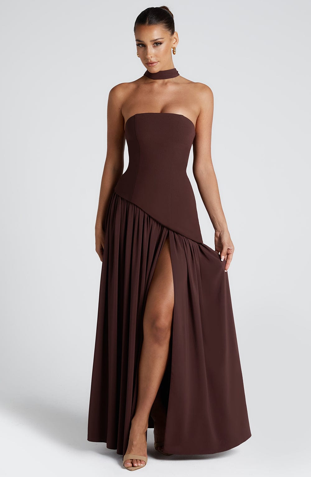 Flourenne Maliyana Maxi Dress in Plum Brown
