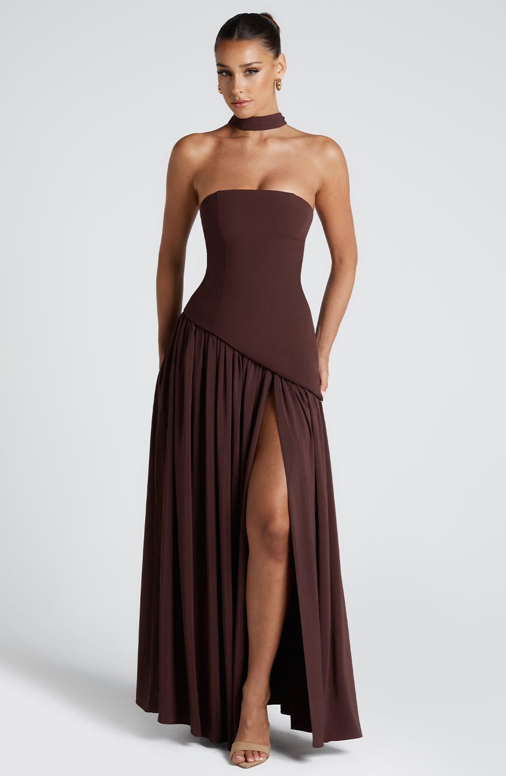 Flourenne Maliyana Maxi Dress in Plum Brown