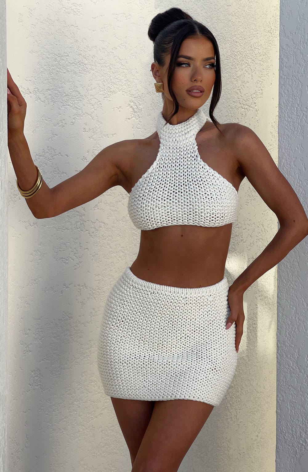 Flourenne Margaux Halter Top in Ivory