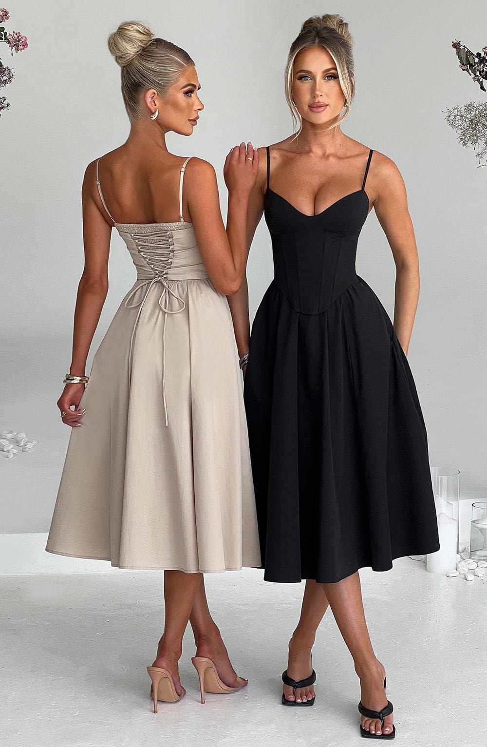 Flourenne Mariella Midi Dress in Black