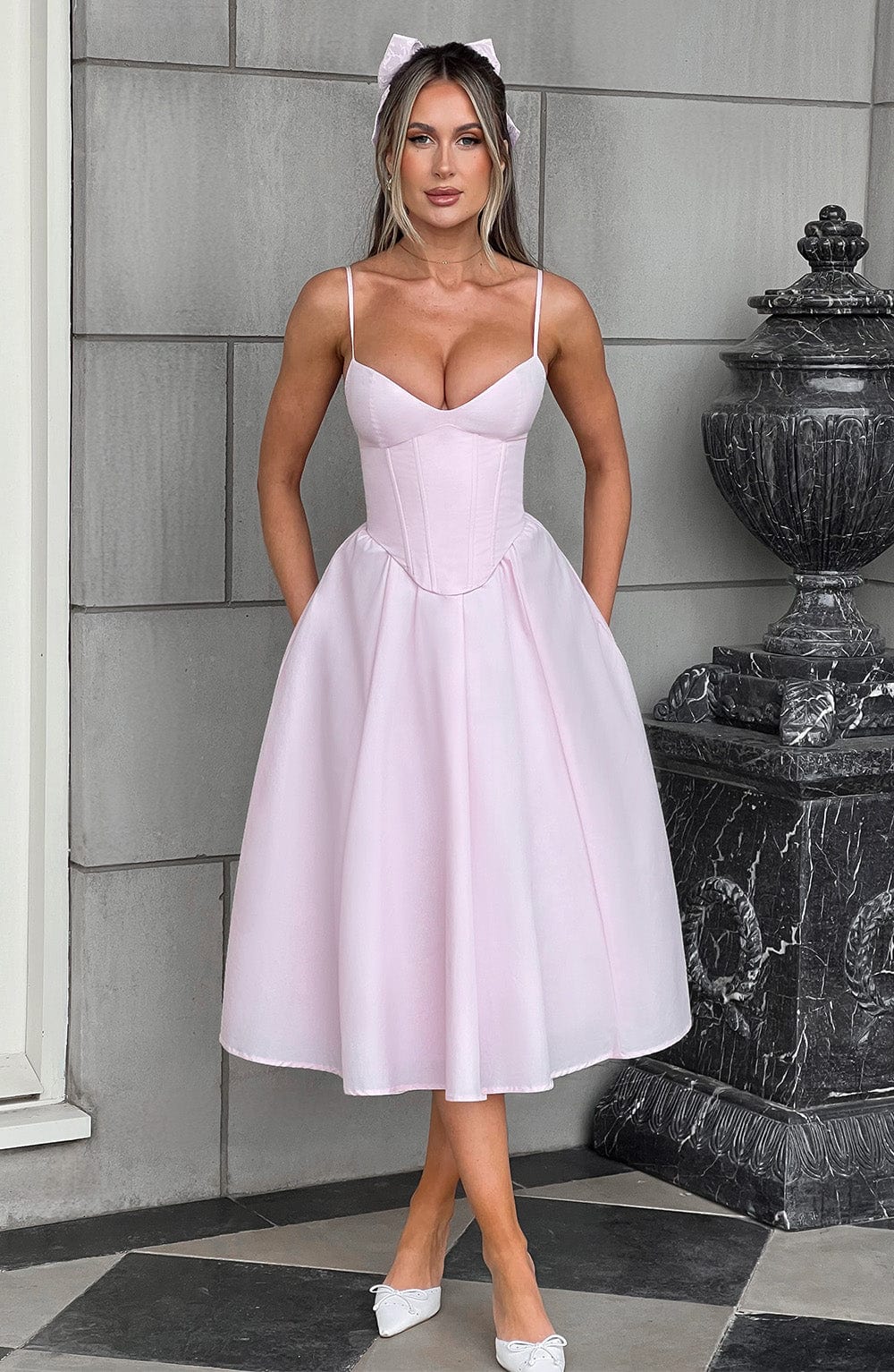 Flourenne Mariella Midi Dress in Blush