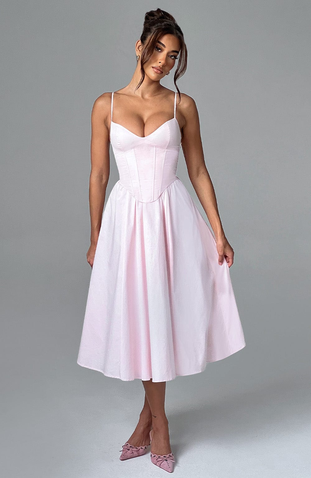 Flourenne Mariella Midi Dress in Blush