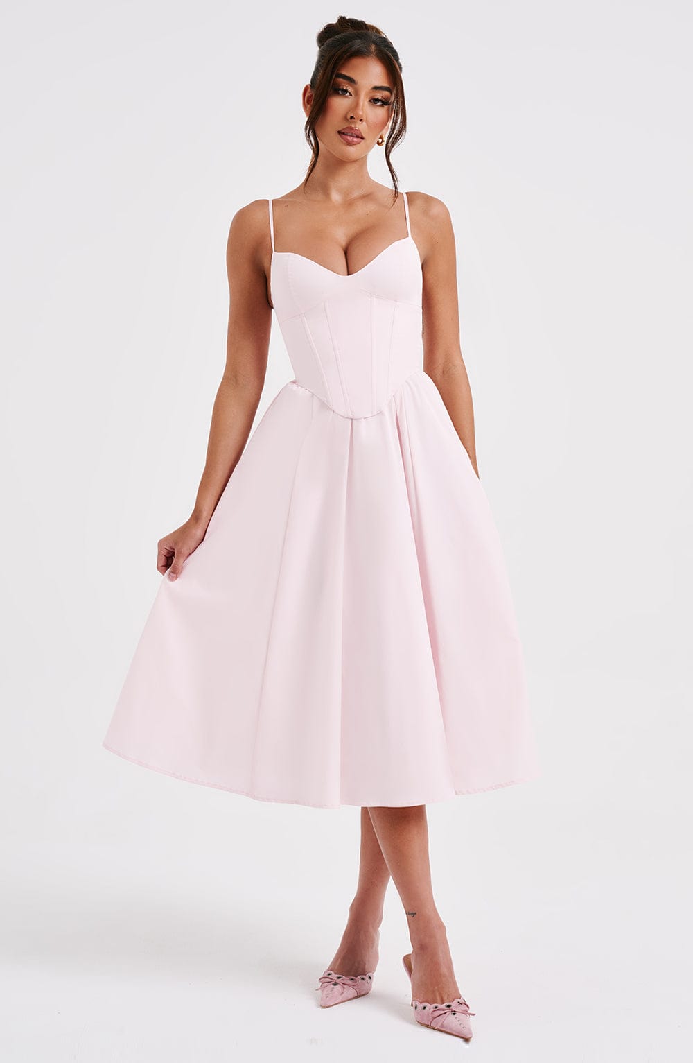 Flourenne Mariella Midi Dress in Blush