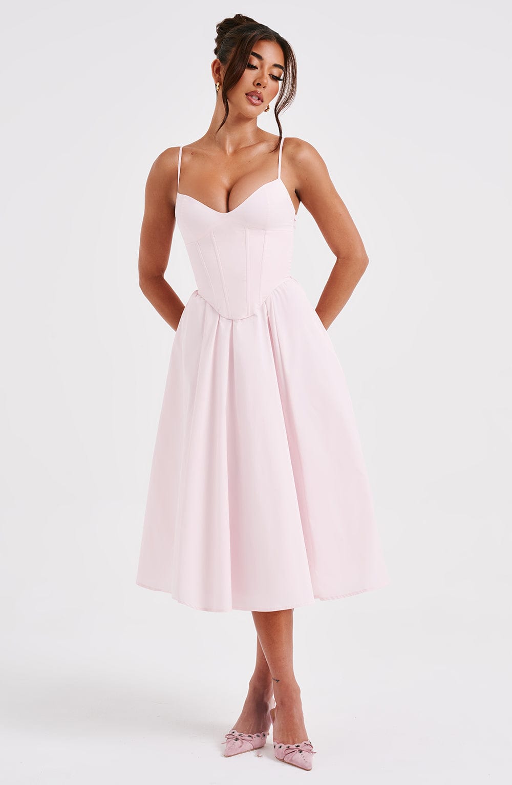 Flourenne Mariella Midi Dress in Blush