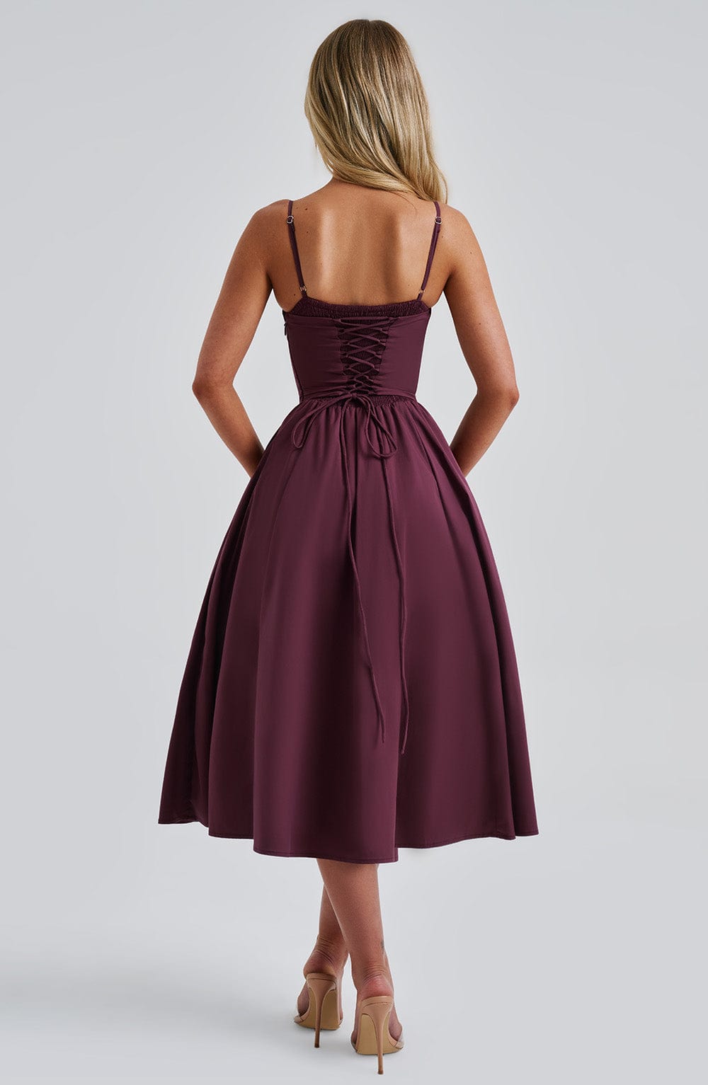 Flourenne Mariella Midi Dress in Cherry Lacquer