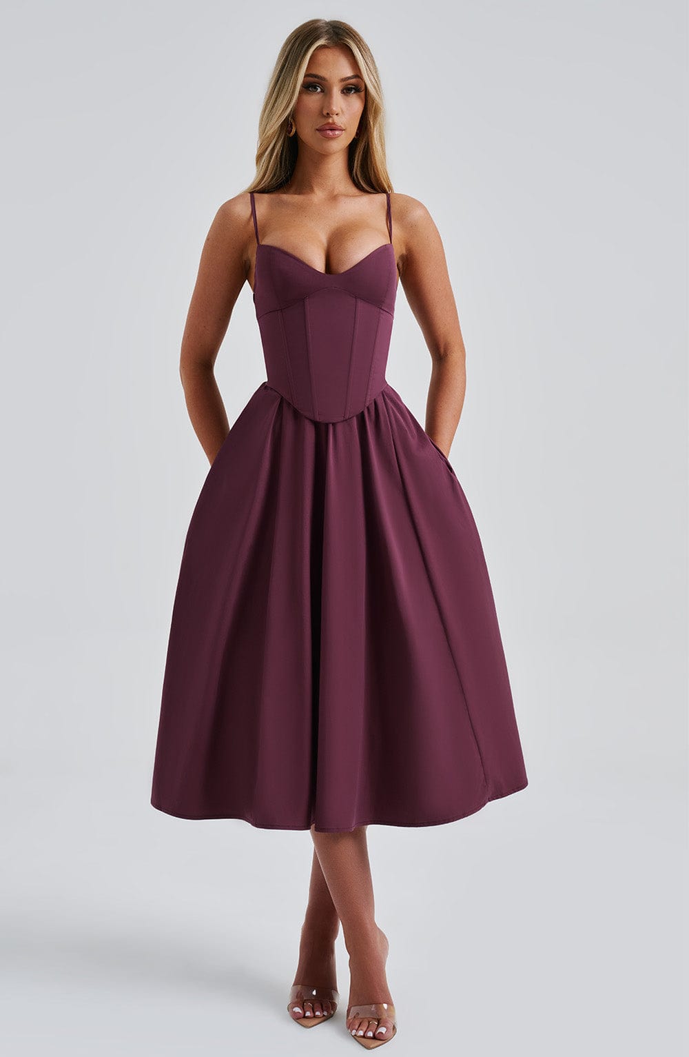 Flourenne Mariella Midi Dress in Cherry Lacquer