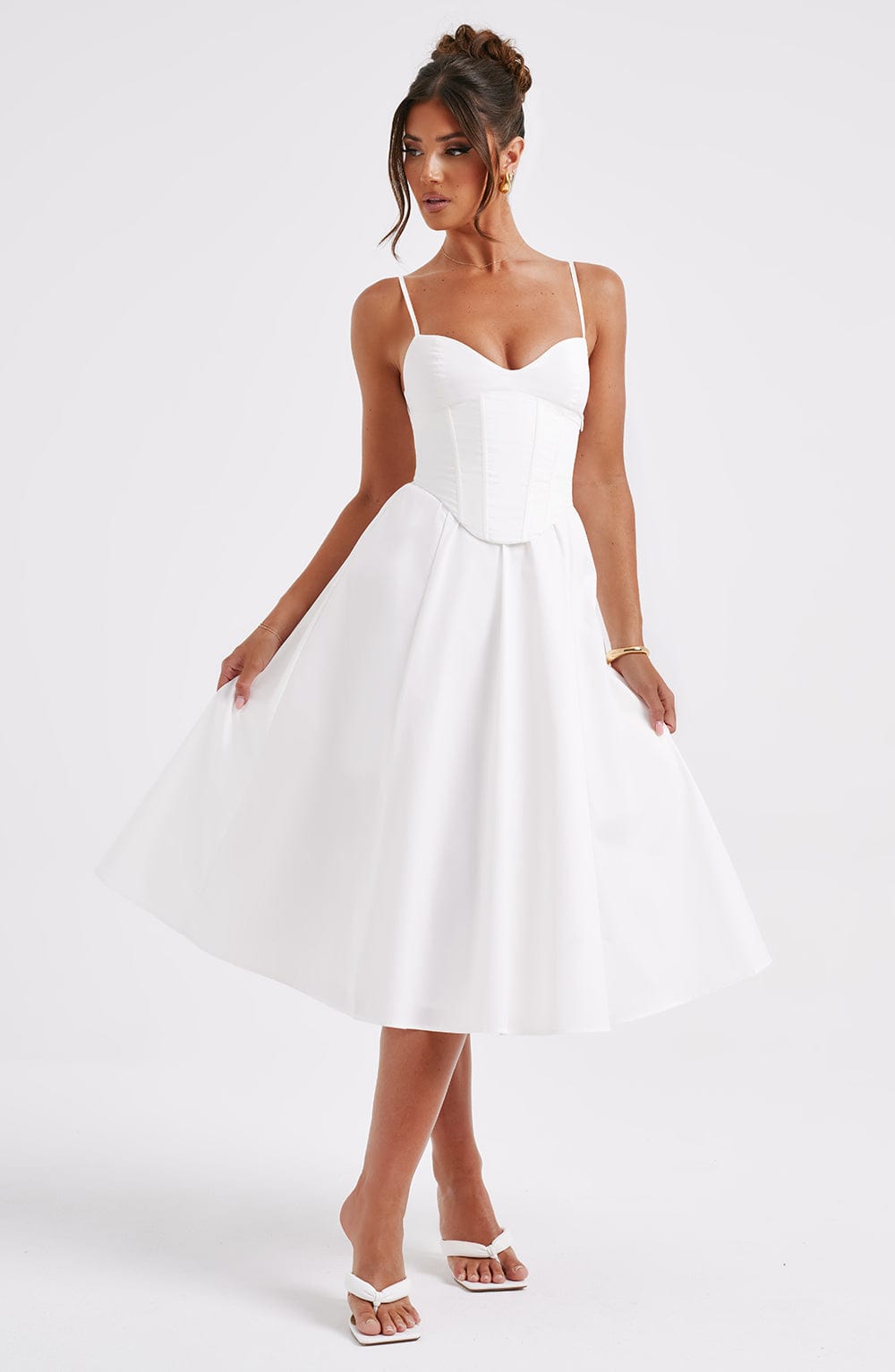Flourenne Mariella Midi Dress in Ivory
