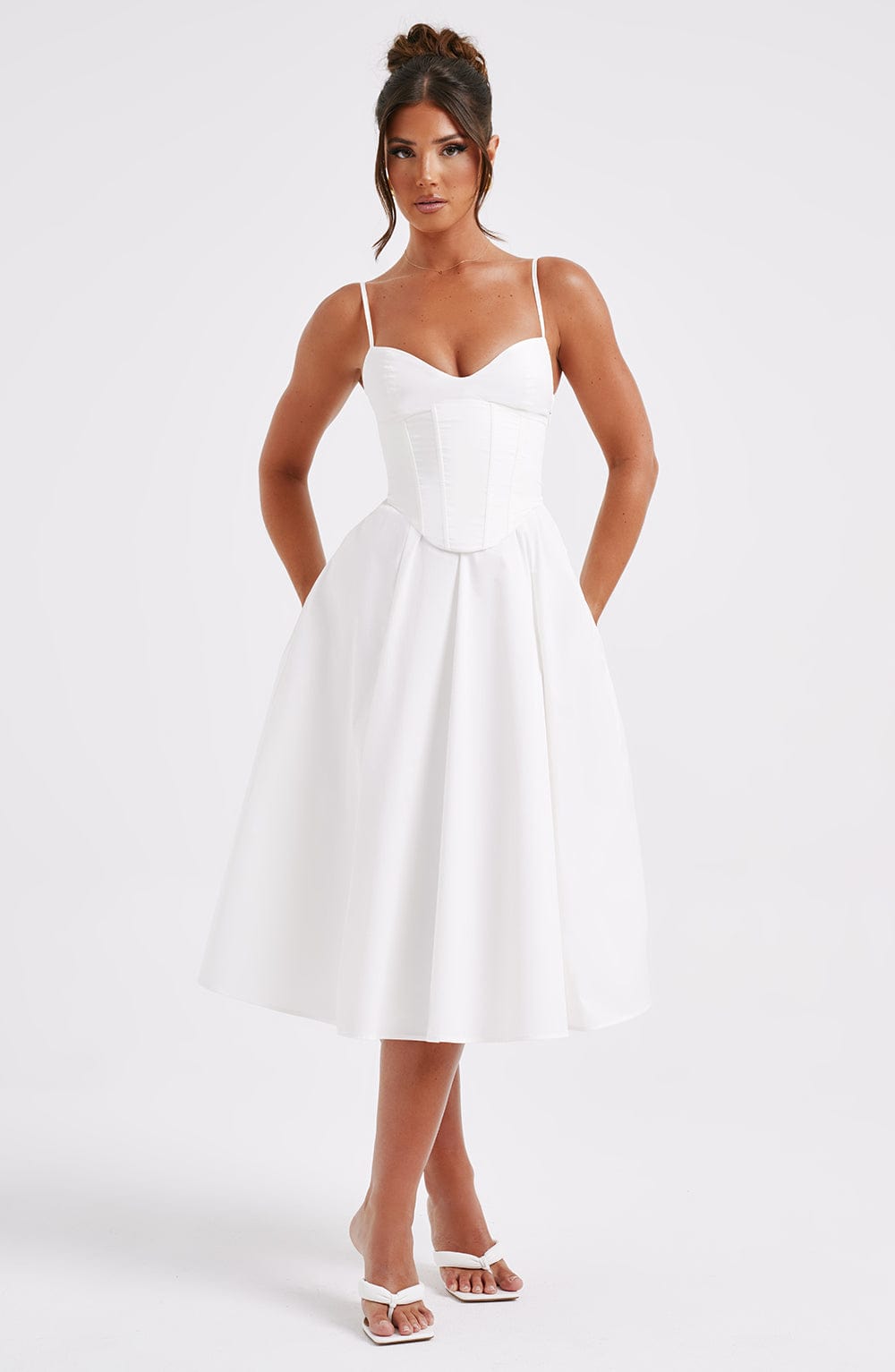 Flourenne Mariella Midi Dress in Ivory