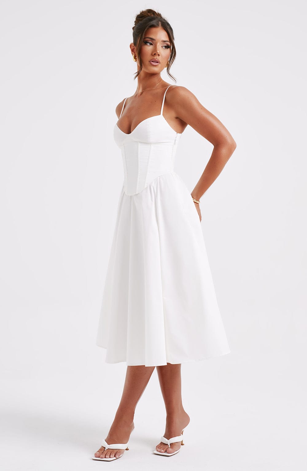 Flourenne Mariella Midi Dress in Ivory