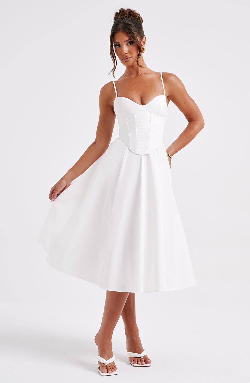 Flourenne Mariella Midi Dress in Ivory